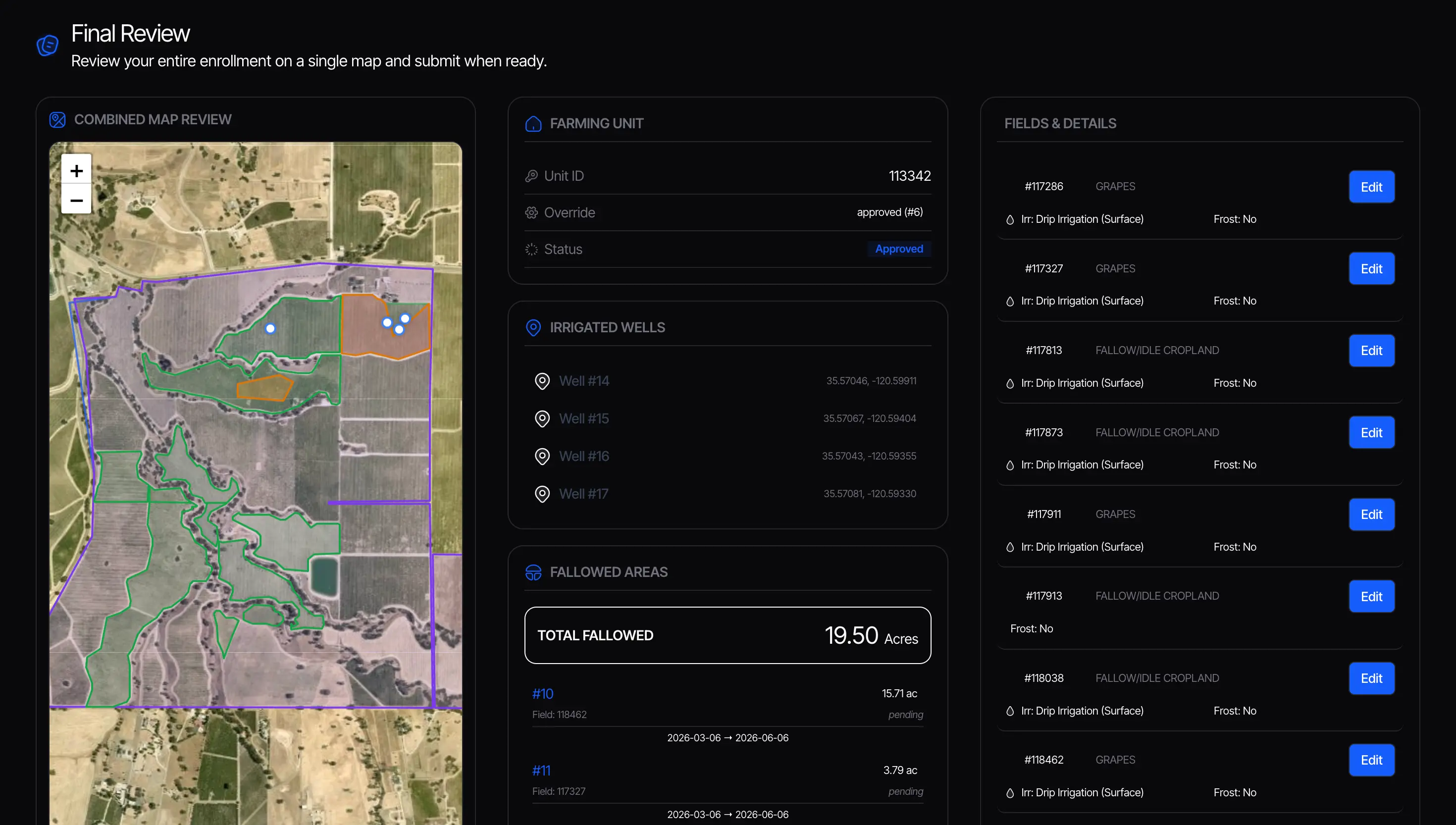 Fallowed Land Registry Platform Interface