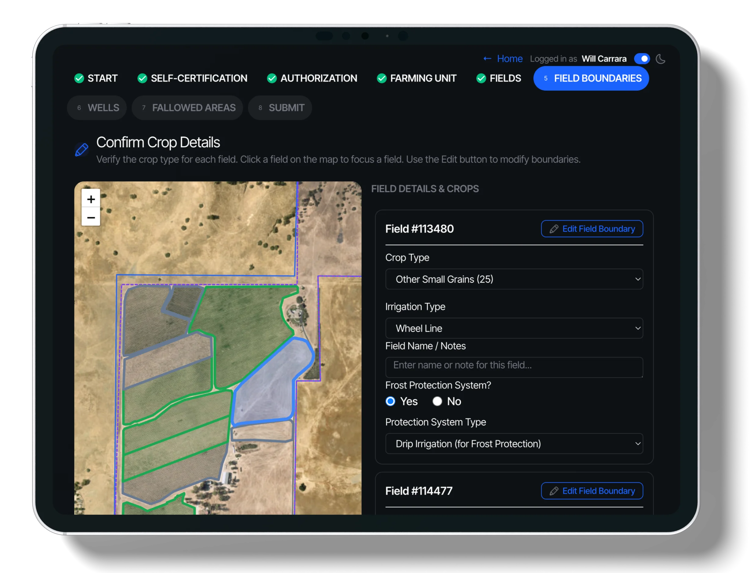 Step 5: Field Boundaries screenshot